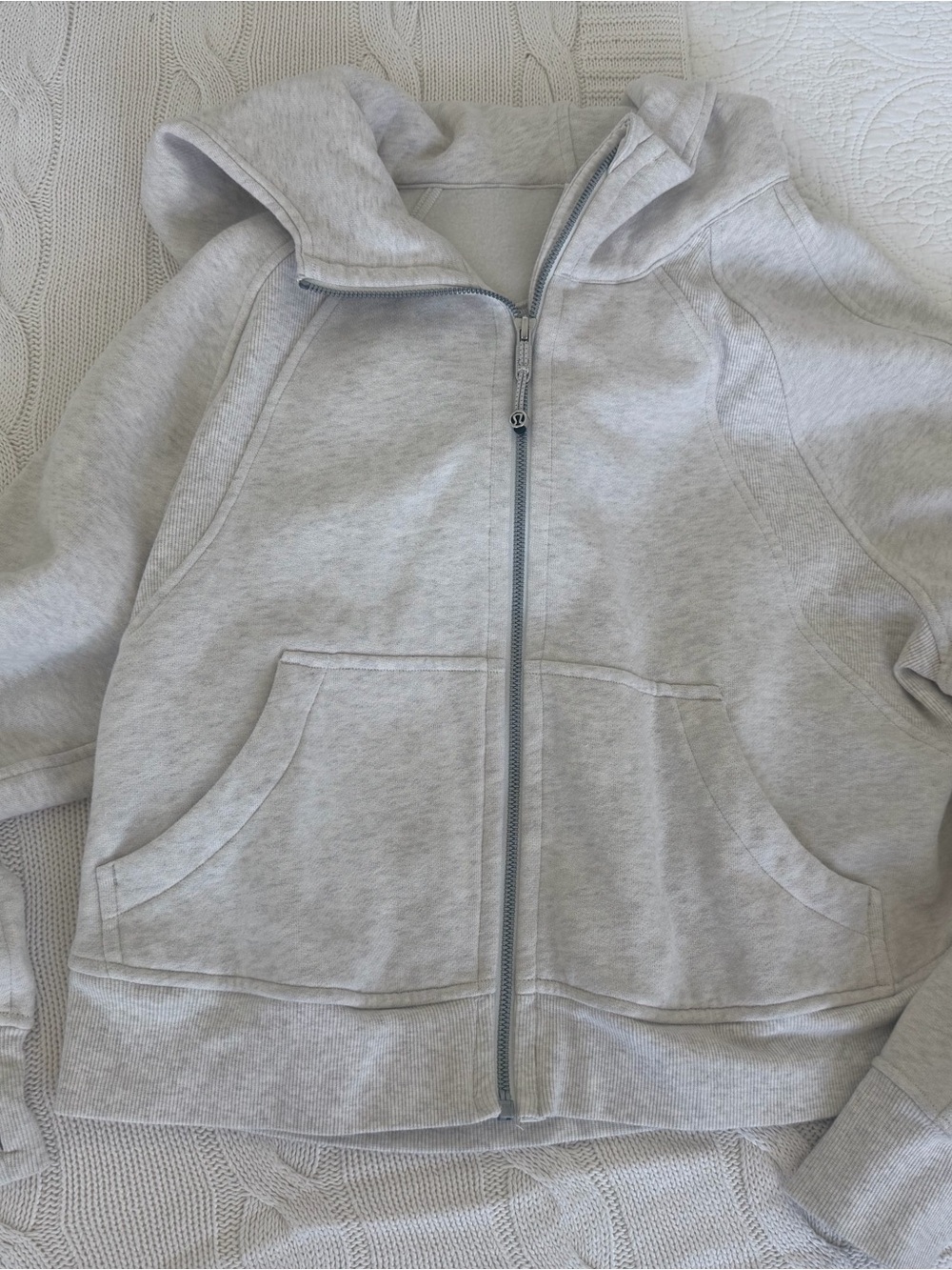 lululemon athletica Light Heather Oatmeal full Zip scuba crop Hoodie
